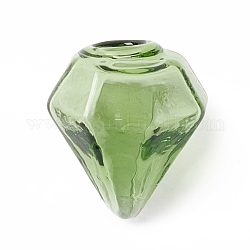 Bouteilles en verre soufflé à la main, pour la fabrication de pendentifs en verre, diamant, vert de mer moyen, 16~17x15~15.5x13.5~14.5mm, Trou: 2.5~5mm
