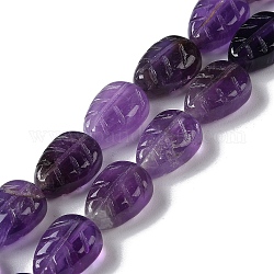 Natural Amethyst Beads Strands, Leaf, 14~14.5x10~10.5x5.5~6mm, Hole: 1.2mm, about 15pcs/strand, 8.43''(21.4cm)
