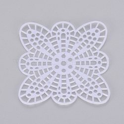 Forme di tela di plastica fiore fai da te, per progetti ad ago, sottobicchieri e artigianato, bianco, 85x85x1.5mm