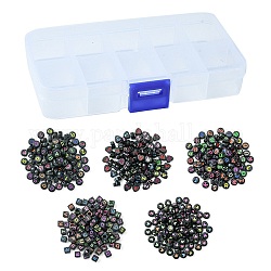 Perline acriliche opache 500 pz 5 stili, foro orizzontale, cubo/piatto tondo/cuore, nero, 6~7x6~7x4~6mm, Foro: 1.2~3.5 mm, 100pcs / style