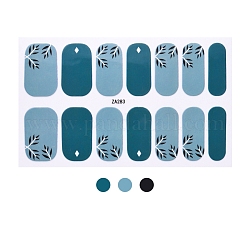 Блестящие наклейки для ногтей, самоклеящиеся наклейки для ногтей с цветочным тартаном, с буферными файлами для маникюра, украшения для ногтей для женщин и девочек, лист, 25x8.5~15.5 мм, 14шт / лист