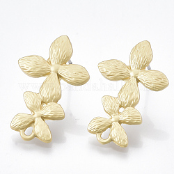 Risultati dell'orecchino in lega a superficie liscia, con perno e anello in acciaio, fiore, colore oro opaco, 23x15mm, Foro: 1.4 mm, ago :0.7mm