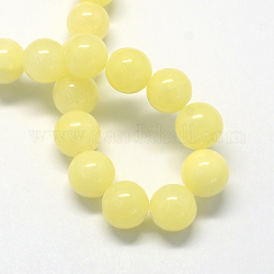 Natur gefärbt gelbe Jade Edelstein-Korn-Stränge, Runde, Champagnergelb, 4 mm, Bohrung: 0.5 mm, ca. 95 Stk. / Strang, 15.7 Zoll