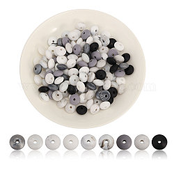 Chgcraft 144 pz 9 perle di abaco in silicone ecologico per uso alimentare a rondelle, masticare perline per i denti, fare collane fai-da-te fai-da-te, colore misto, 12x6~6.5mm, Foro: 2~3 mm, 16pcs / style