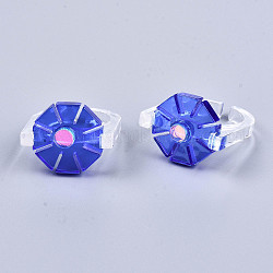 Anelli trasparenti del collare della resina, anelli aperti, ab colore placcato, fiore, blu, misura degli stati uniti 8 1/2 (18.5mm)