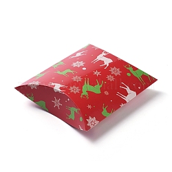 Scatole a cuscino in carta regalo di natale, per fare regali di festa, scatole di caramelle, Bomboniere natalizie artigianali, rosso, 16.5x13x4.2cm