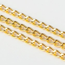 Железные витые цепочки обуздать цепи, несварные, с катушкой, золотые, ссылка: 3x5 mm, толстый 0.8 мм , около 328.08 фута (100 м) / рулон