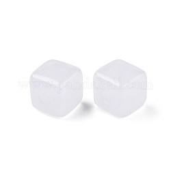 Acrylique opaque avec perles de poudre scintillantes, cube, blanc, 12x12x12mm, Trou: 4mm
