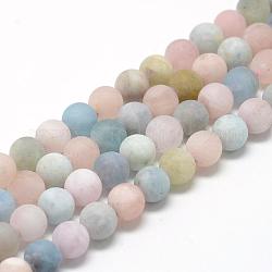 Chapelets de perles en morganite naturelle, mat, ronde, 4mm, Trou: 1mm, Environ 84~90 pcs/chapelet, 15.1 pouce