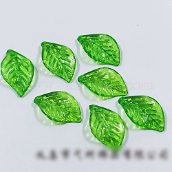 Ciondoli di plastica, foglia, verde, 18x10mm, Foro: 2 mm