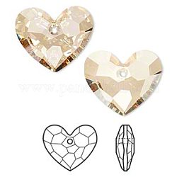 Diamantes de imitación de cristal austriaco, 6264, pasiones de cristal, facetados, verdaderamente en el amor colgante de corazón, 001 gsha_crystal sombra dorada, 18x18x10mm, agujero: 1.5 mm