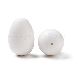プラスチック模擬卵  イースターエッグクラフトを描くDIY子供向け  ホワイト  59x40.5mm  穴：3.5mm  50個/袋