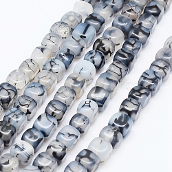 Natural Agate Beads Strands, Dyed & Heated, Cube, Light Steel Blue, 7~8x6.5~8x6.5~8mm, Hole: 1mm, about 53pcs/strand, 14.76 inch(37.5cm)