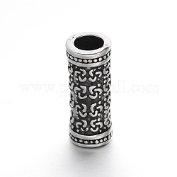 304 Stainless Steel Tube Beads, Antique Silver, 22x9mm, Hole: 5.5mm