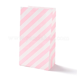 Rechteckige Kraftpapiertüten, keine Griffe, Geschenk-Taschen, Streifenmuster, rosa, 13x8x24 cm