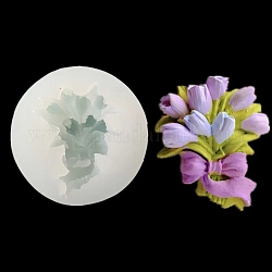 Moldes de silicona para decoración de exhibición diy de calidad alimentaria con flores, moldes de resina, para resina uv, fabricación de joyas de resina epoxi, blanco, 56mm