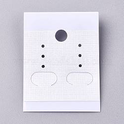 Plastic Jewelry Display Cards, for Hanging Earring Display, Rectangle, White, 50x37x4mm, Hole: 1.4mm and 6mm, 100sheets/bag