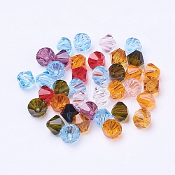 Perle di vetro ceco, sfaccettato, bicono, colore misto, circa 6 mm di lunghezza, 6 mm di larghezza, Foro: 1 mm