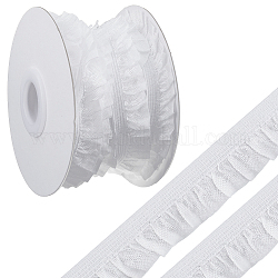 Cordón elástico chinlon plano de 10 yarda, cordón elástico plisado para hacer joyas, Accesorios de la ropa, blanco, 5/8 pulgada (15 mm)