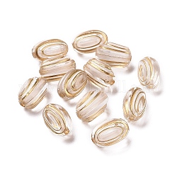 Plating Transparent Acrylic Beads, Golden Metal Enlaced, Oval, Clear, 11.5x7.5x7.5mm, Hole: 1.5mm, 185pcs/500g