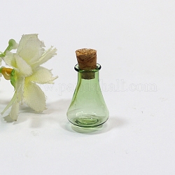 Botellas de corcho de vidrio pequeño vacío, deseando botella, verde lima, 1.6x2.7 cm