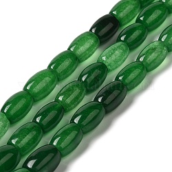 Naturali tinti perle di giada fili, ovale, verde scuro, 11.5~12x7.5~8mm, Foro: 0.8 mm, circa 29~32pcs/filo, 12.99''~15.16'' (33~38.5 cm)