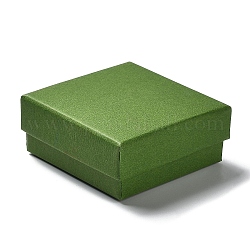Cajas de joyería de cartón, con la esponja en el interior, cuadrado, verde lima, 7.2x7.25x3.2 cm