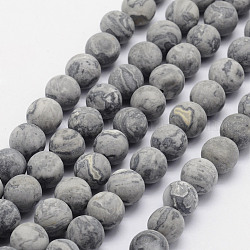 Carte naturelle pierre / pierre picasso / perles jaspe picasso, mat, ronde, 7.5~8mm, Trou: 1mm, Environ 47 pcs/chapelet, 15.3 pouce (39 cm)