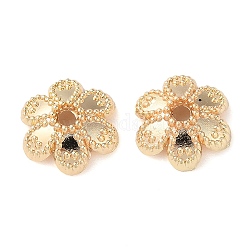 Rack Plating Alloy Bead Cap, Flower, Real 14K Gold Plated, 10x9x3mm, Hole: 1.6mm