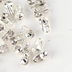 Iron Bead Tips, Calotte Ends, Cadmium Free & Lead Free, Clamshell Knot Cover, Silver Color Plated, 8x6x4mm, Hole: 2mm, 4.5mm inner diameter