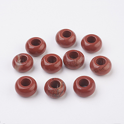 Natürliche rote Jaspis europäischen Perlen, Großloch perlen, Rondell, 14x7~8 mm, Bohrung: 6 mm