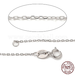 Collares de cadenas tipo cable de plata de ley 925 chapados en rodio unisex de moda, con cierres de anillo de resorte, cadena fina, Platino, 18 pulgada, 1mm