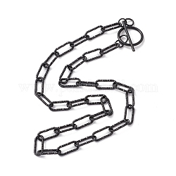 304 collier chaînes trombones texturées en acier inoxydable pour femme, électrophorèse noir, 19.29 pouce (49 cm)