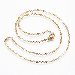304 Edelstahl Kabelkette Halsketten, mit Karabiner verschlüsse, golden, 17.7 Zoll (45 cm), 10 Strang / bag