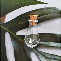 Klarglas-Korkenflaschen-Ornament, leere Wunschflaschen aus Glas mit Kork, diy fläschchen für anhänger dekorationen, Raute , 2.9x1.6 cm