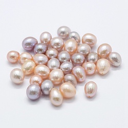 Perle coltivate d'acqua dolce perla naturale, tinto, mezzo forato, lacrima, bisque, 9~10x9~10mm, Foro: 0.8 mm