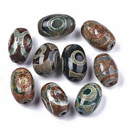 Tibetischen Stil dzi Perlen, natürliche Achat Perlen, gefärbt und erhitzt, Oval, 3 Auge, 19~23x14~15 mm, Bohrung: 1.6~2 mm