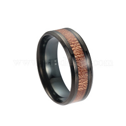 Широкополосные кольца из титановой стали, с акацией, Размер 9, металлический черный, 19 мм