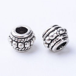 Perles en alliage de style tibétain, rondelle, sans cadmium et sans plomb, argent antique, 8x6.5mm, Trou: 3~3.5mm, environ 950 pcs/1000 g