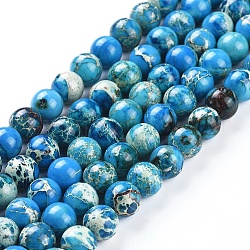 Fili di perle di diaspro imperiale naturale, tinto, tondo, blu, 8mm, Foro: 2 mm, circa 50pcs/filo, 15.16 pollice (38.5 cm)