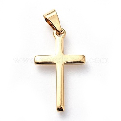 304 ciondoli in acciaio inossidabile, tema religioso, croce, oro, 33x19x2mm, Foro: 7x4 mm