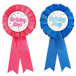 Creatcabin 2pcs 2 Farben, Geburtstags-Abzeichenstifte aus Polyester, geschenke für geburtstagsfeier dekorationen, Mischfarbe, 157x74x13.5 mm, 1 Stück / Farbe
