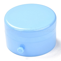 Round Plastic Jewelry Boxes, Double Layer with Cover and Mirror, Light Sky Blue, 11.9x7.1cm, 5 compartments/box