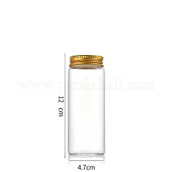 Tubos de almacenamiento de cuentas con tapa de tornillo de vidrio de columna, botellas de vidrio transparente con labios de aluminio, dorado, 4.7x12 cm, capacidad: 150ml (5.07fl. oz)