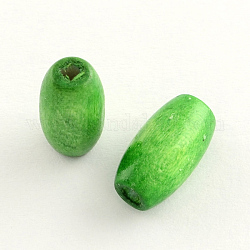 Dyed Natural Long Oval Wood Beads, Oval/Oblong, Lead Free, Green, 23x8~9mm, Hole: 2.5mm, about 2000pcs/1000g