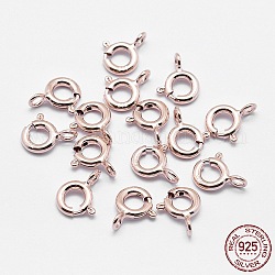 925 cierres de anillo de resorte de plata de ley, anillo, con 925 sello, oro rosa, 9x7x1.5mm, agujero: 1.5 mm