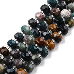 Chapelets de perles en jaspe d'océan naturelle, avec des perles de rocaille, facette, rondelle, 8x6mm, Trou: 1mm, Environ 20~22 pcs/chapelet, 7.09 pouce (18 cm)