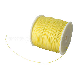Braided Nylon Thread, Chinese Knotting Cord Beading Cord for Beading Jewelry Making, Champagne Yellow, 0.8mm, about 100yards/roll