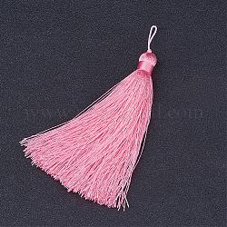 Gros pendentifs de tassel en nylon, perle rose, 105x11mm