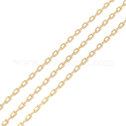 Brass Cable Chains, Long-Lasting Plated, Soldered, with Spool, Cadmium Free & Lead Free, Real 18K Gold Plated, 2.8x1.5x0.5mm